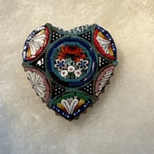 Micro Mosaic Italy Heart Pin Brooch 1 X 1 Vintage