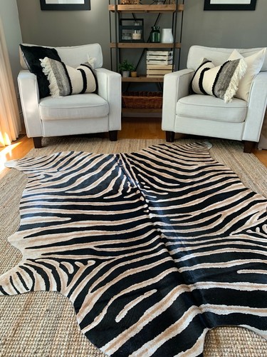 Zebra cowhide rug - cowhide,