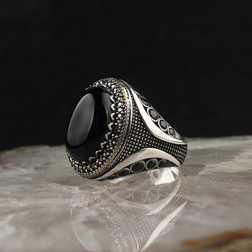 Onyx men silver ring - onyx,