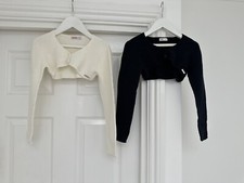 New Condor X2 Short Bolero Cardigan ￼bundle Plain Ivory & Navy Age 6