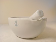 Vintage White Ceramic Mortar And Pestle