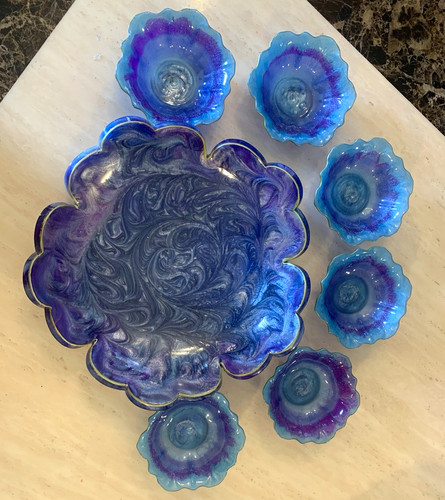 Blue purple art glass swirl - blue, &