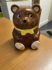 Country Bear Ceramic Cookie Jar 10.5"h Red Bow Tie Tienshan Theodore Vintage