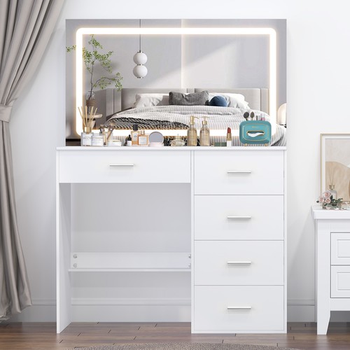 Large white dressing table set - white,