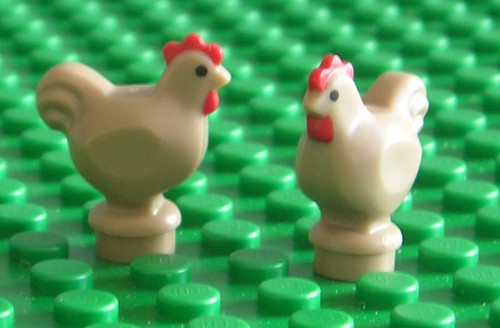 Lego new chickens dark tan - x,