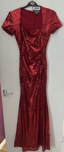 Goddiva red sequin cap sleeve - red,