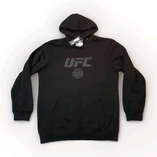 Official UFC Core Hoodie Black Adult Print Grey UFC Logo Jumper Medium 