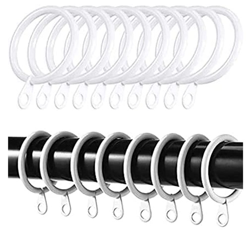White curtain rings - white,