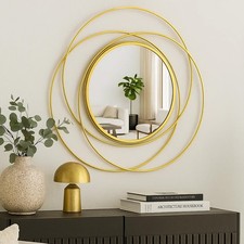 Round Gold Wall Mounted Mirror