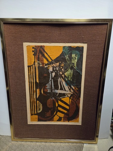 Vintage mcm abstract painting - abstract,