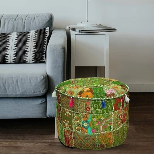 Indian vintage patchwork pouf - vintage,