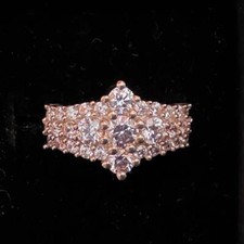 Lustro Stella Platinum Over Sterling Silver Cluster Ring (Size L) Finest CZ  452