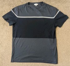 REISS GREY BLUE T-SHIRT Egyptian Cotton Smart Tee Casual Top Mens Size Large