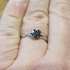 1/4ct Black Diamond Sterling Silver Ring By Gemporia Size N-O