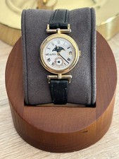 Vintage Alfex Moon Phase Roman Numerals Dial Swiss Made Quartz Watch working