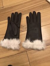 Womens Brown BHS Vintage Real Fur Cuff Gloves Size 61/2