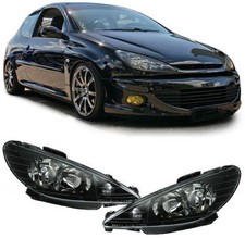 BLACK / SMOKED HEADLIGHTS HEADLAMPS FOR PEUGEOT 206 1998-2006