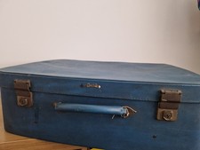 Vintage blue antler suitcase - blue,