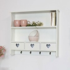 Large Cream Wall Shelving Unit - Country Kitchen Style with heart design