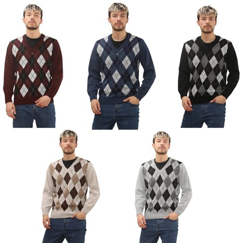 Mens classic argyle knitted - mens,