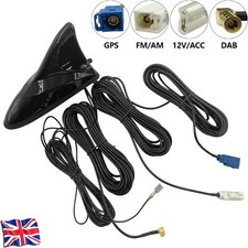 FM+DAB+GPS Aerial Shark Fin Fakra SMB GT5 Antenna 3-in-1 Car Radio Roof Mount 5m