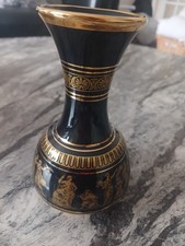 Neofitou Vase Handmade In Greece.  Black And 24 Carat Gold Plated