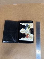 Vintage Card Caddy Double Deck Playing Cards Set Faux Leather Floral Joker 