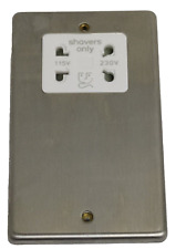 MK K14710BSSW Brushed Stainless Steel Dual Voltage 115/230V Bath Shaver Socket