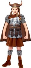 Amscan Girls Curriculum Viking Queen Deluxe Historical Costume Brown- 8/10 years