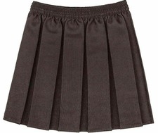 Girls Box Pleated School Uniform Mini Skirt Kids Child Elastic Waist Plain Skirt