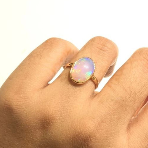 Natural ethiopian opal ring - natural,