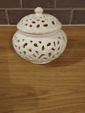 Beautiful Filigreed Ceramic Trinket / Sweetie Dish & Lid. G.c.