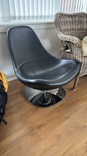 Vintage Leather Swivel Egg Chair Black