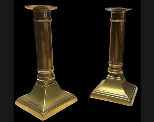 Georgian brass candlesticks - georgian,