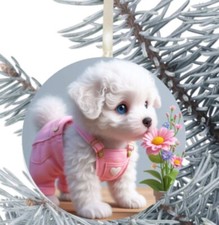 Bichon Frise Dog Hanging Bauble Gift Present Decoration Christmas 