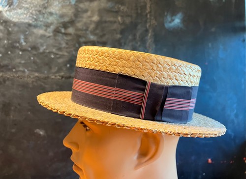 Antique boater straw hat - antique,