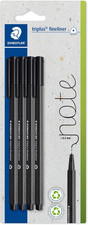 STAEDTLER Fineliner Pens - Triplus - Black Ink - Pack of 4, 334-9 BK4
