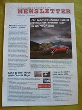 ALFA ROMEO OWNERS CLUB NEWS LETTER /NOV 2007 / 8C COMPETIZIONE DREAM CAR