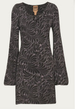 Biba By Bella Freud 00s does 70s Revival Banana Black Lilac Silk Dress UK14 £300