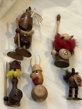 Set 5 Teak Wood MCM Vtg Viking