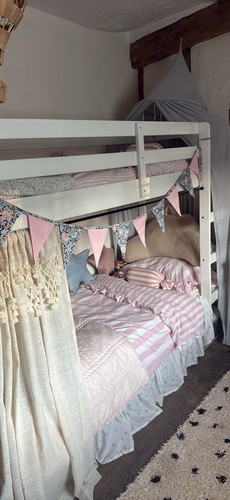 Kids white wooden bunk - bunk, bed