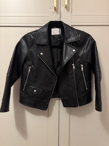 Kids black leather zara biker - kids,