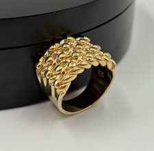 Large Keeper Ring 9ct Gold On Silver  4 Row Heavy Gents Men’s Solid 925 UK Made