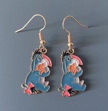 Cute Disney Winnie The Pooh Eeyore Enamel Metal Dangle Earrings - New In Pouch