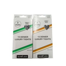 3 Pair Pack 15 Denier Tights (One Size & XL) 10 Colours (Made In Italy)