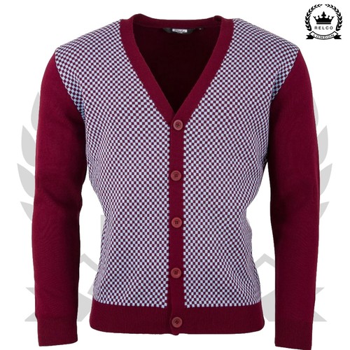 Relco burgundy check cardigan - relco,
