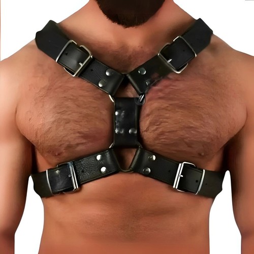 Leather chest harness strap - leather,