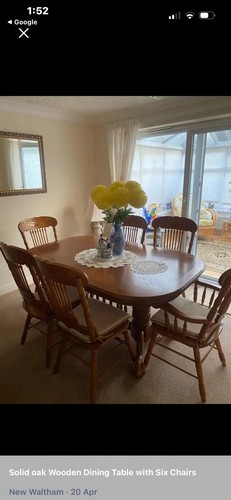 Oak dining table - with, 2
