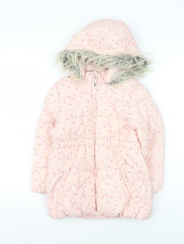 Girls pink heart puffer - girls,