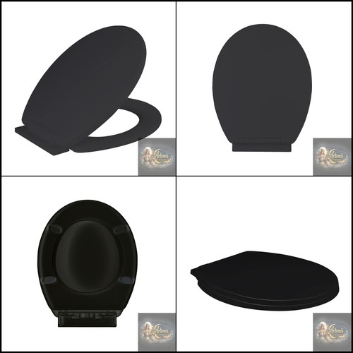 Black soft close toilet seat - close,